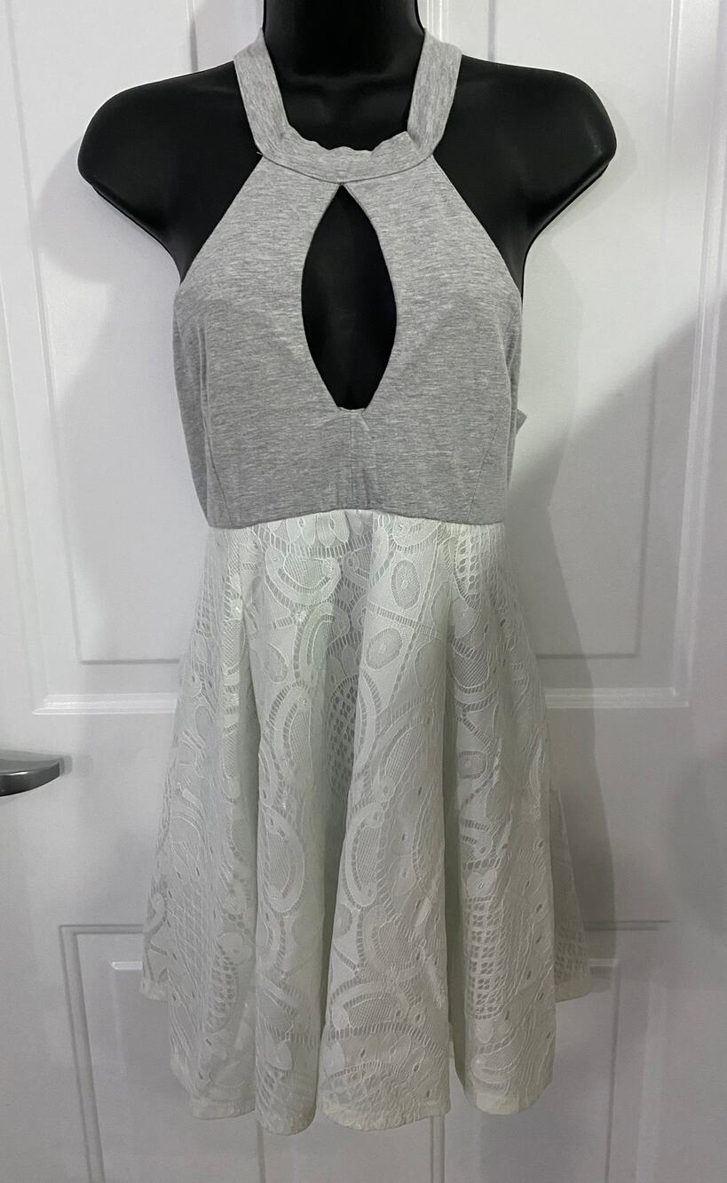 Sunny Fashion Girls Dress Color White Gray Lace Contrast  Everyday Party Size 14